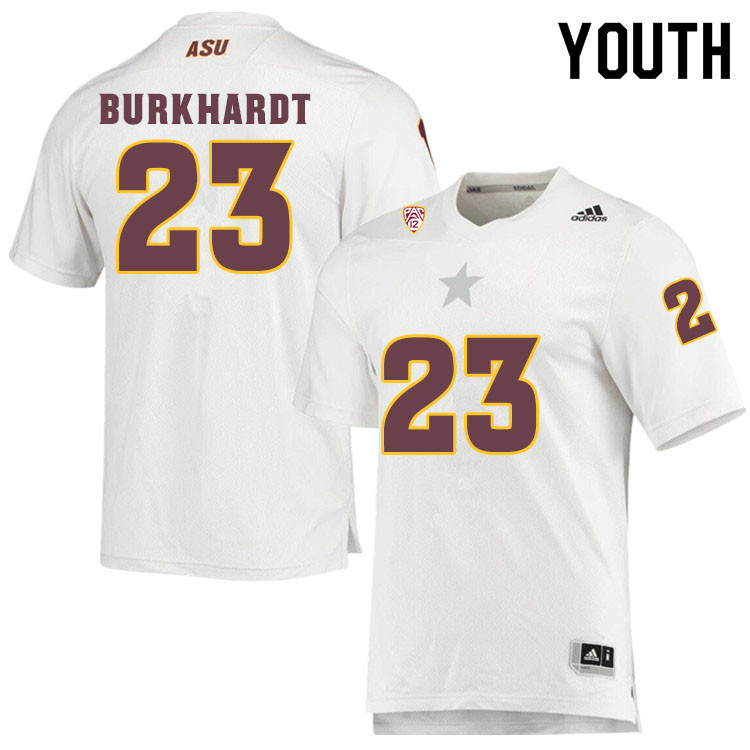 Youth #23 Evan BurkhardtArizona State Sun Devils College Football Jerseys Sale-White - Click Image to Close